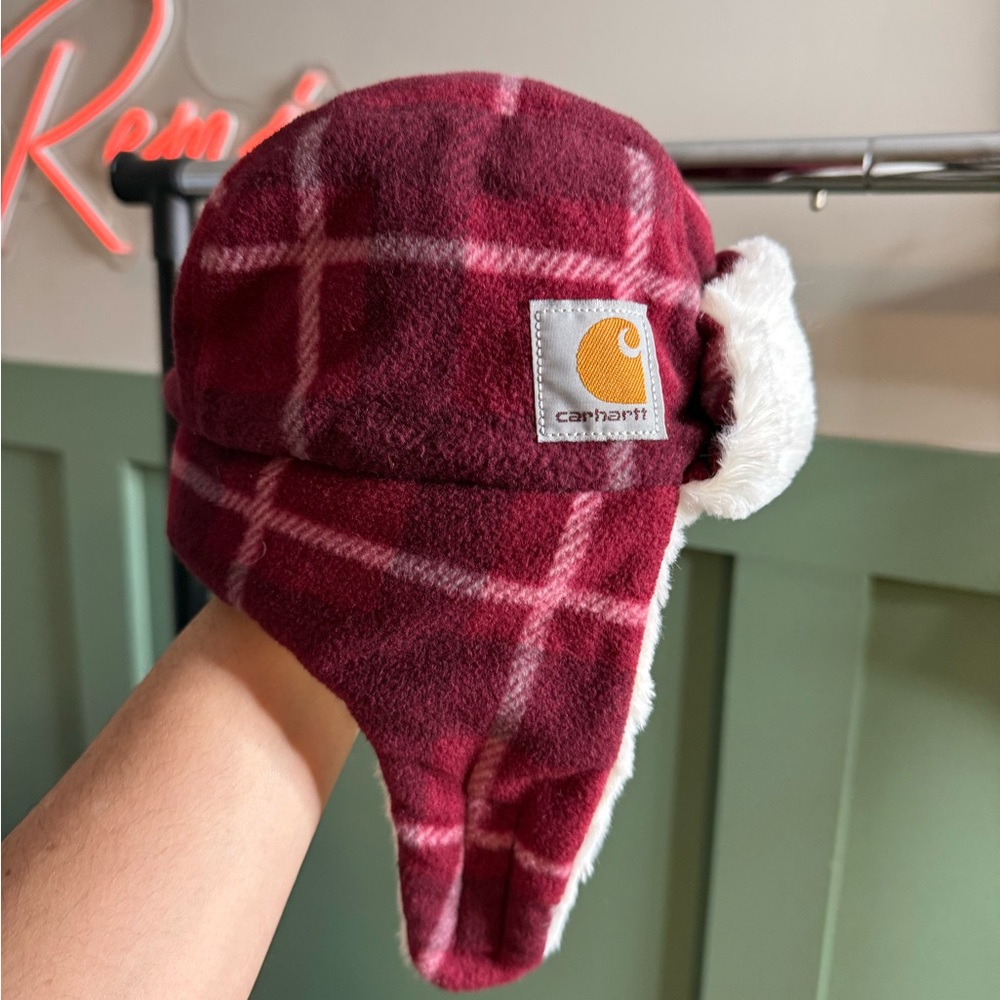 Carhartt Kids Plaid Winter Hat - Red